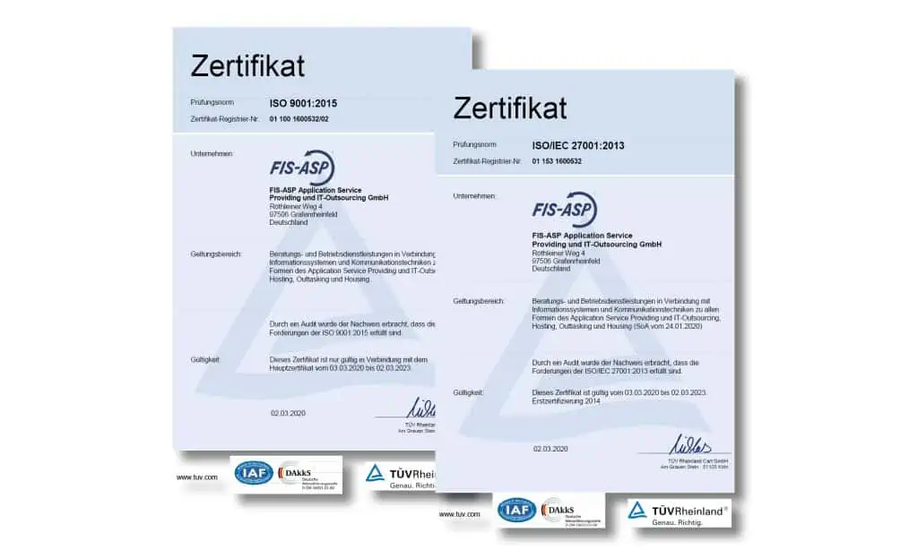 Zertifikat nach ISO 27001/9001